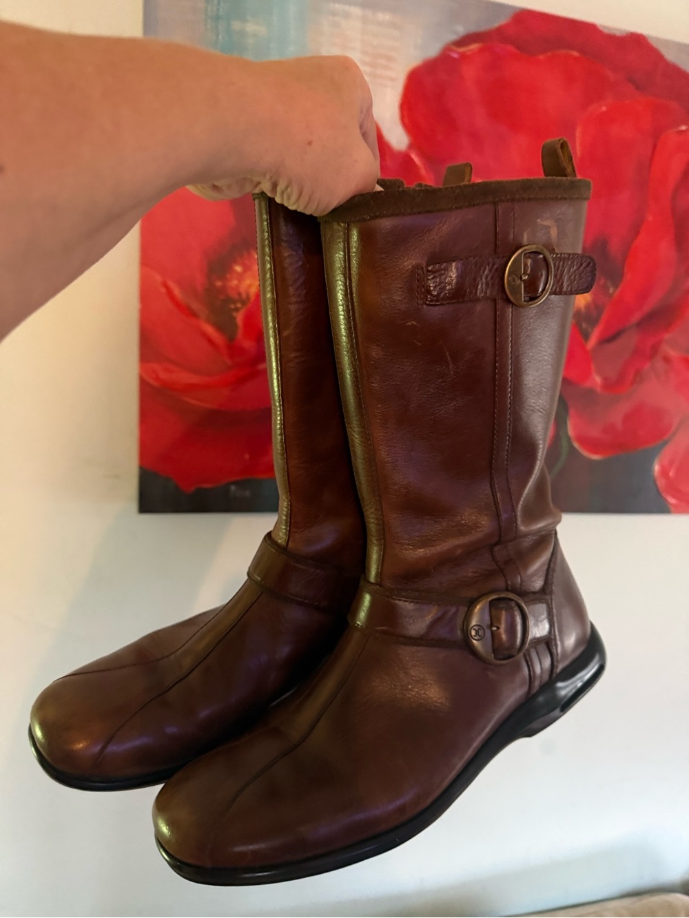 COLE HAAN Nike Air collab D20668 Brown leather 9.5 B Waterproof Boots